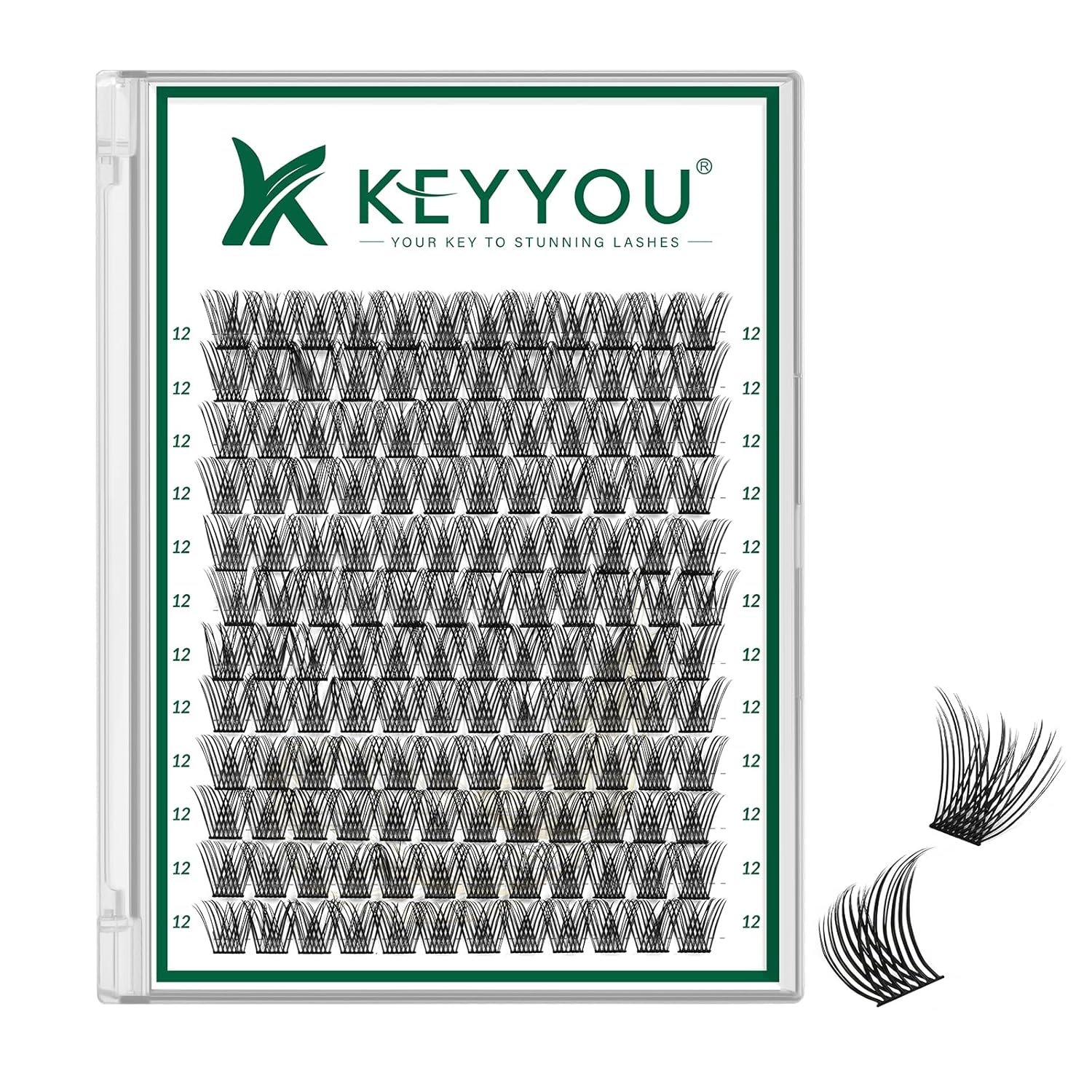 Lash Clusters 144pcs Individual Lashes D Curl 12mm Eyelash Clusters KEYYOU Air Touch Cluster Lashes Super Lightweight Soft Wispy Comfortable Easy DIY at Home(Air04-D-12mm)