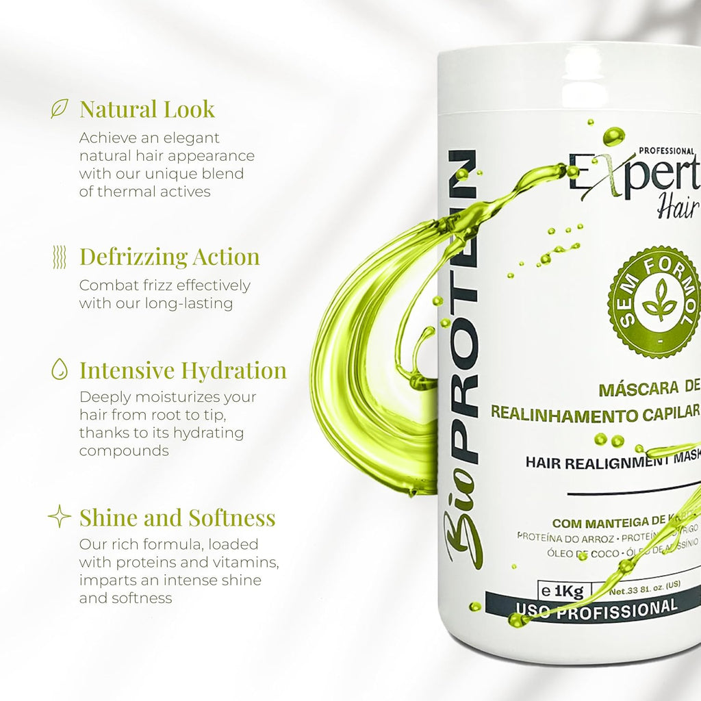 Bio Protein Botox Hair Treatment - Formaldehyde-Free Straightening, Anti-Frizz Keratin with Organic Keratin for Sleek Hair, 1kg