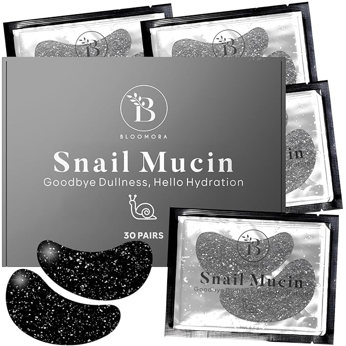 Snail Mucin Under Eye Patches (30 PAIRS), For Puffy Eyes and Dark Circles, Under Eye Mask with Hyaluronic Acid & Hydrolyzed Collagen, Deeply Hydrating Formula, Patch Yeux