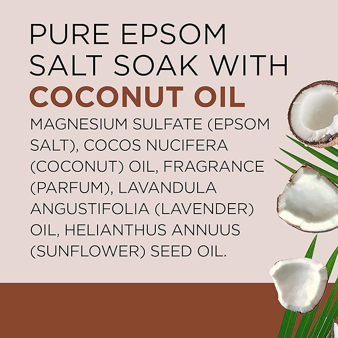 Dr Teal's Pure Epsom Salt, Nourish & Protect with Coconut Oil, 3 lbs (Pack of 4)