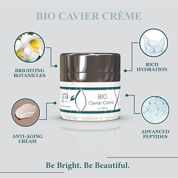Lira Clinical BIO Caviar Creme and PRO Lite Serum Bundle - Anti Aging Face Moisturizer for Women and Men - Anti Wrinkle Face Cream with Plant Stem Cells - Face Serum for Acne Skin, Dry, and Oily