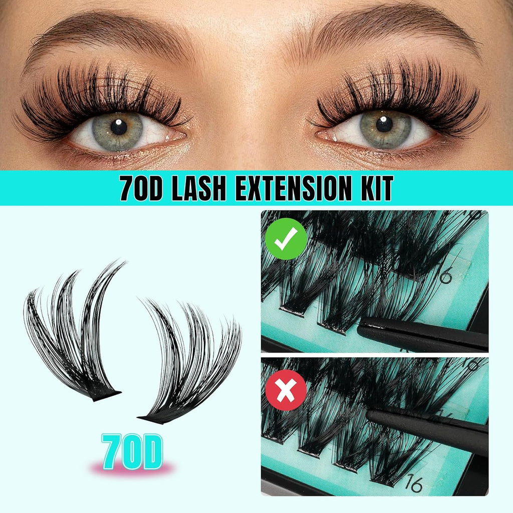 Lash Clusters 320Pcs 70D Eyelashes Cluster D Curl Individual Wispy Lashes Cluster for DIY Cluster Eyelash Extensions at Home for Beginners (Mix10-16mm)