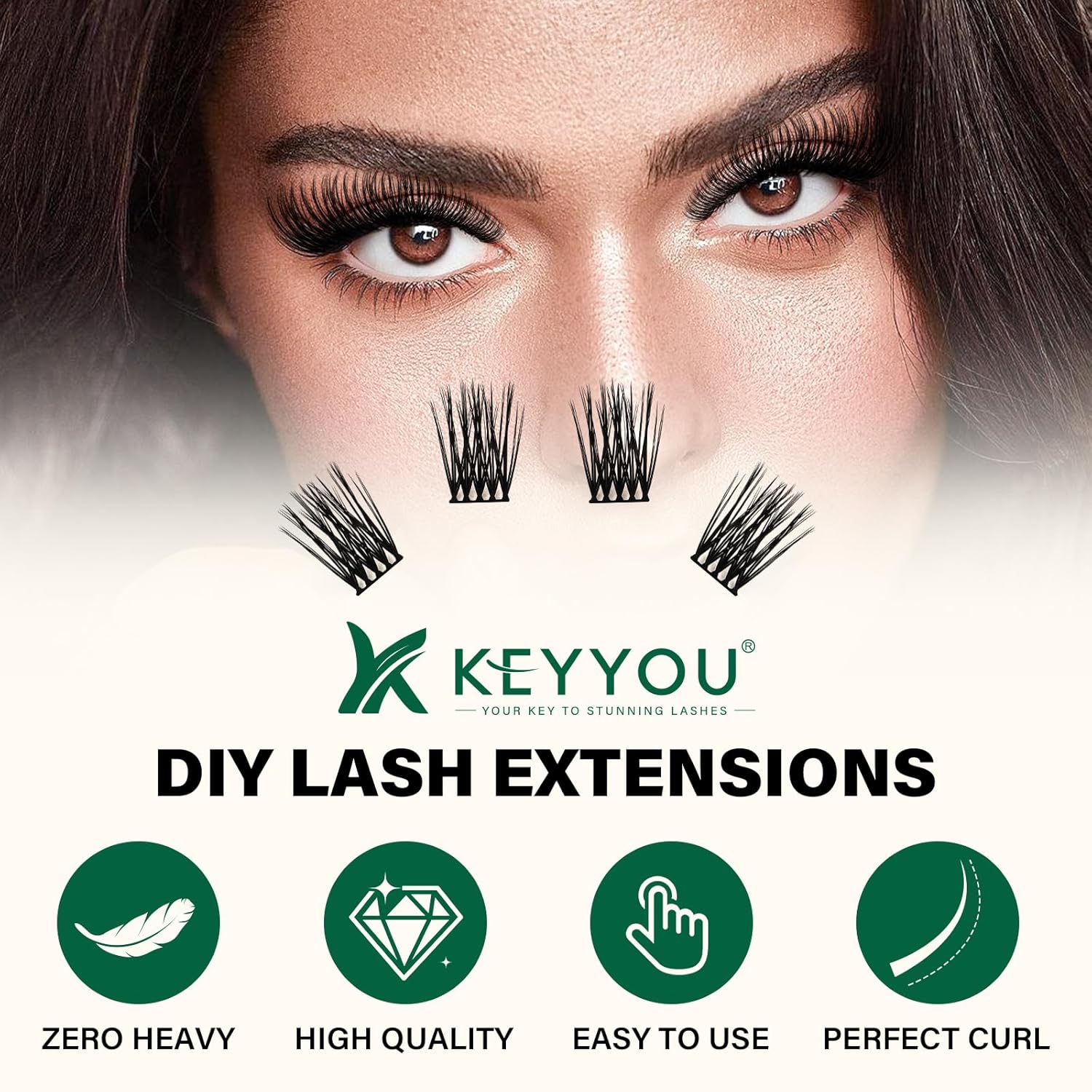 Lash Clusters 144pcs Individual Lashes D Curl 14mm Eyelash Clusters KEYYOU Air Touch Cluster Lashes Super Lightweight Soft Wispy Comfortable Easy DIY at Home(Air03-D-14mm)