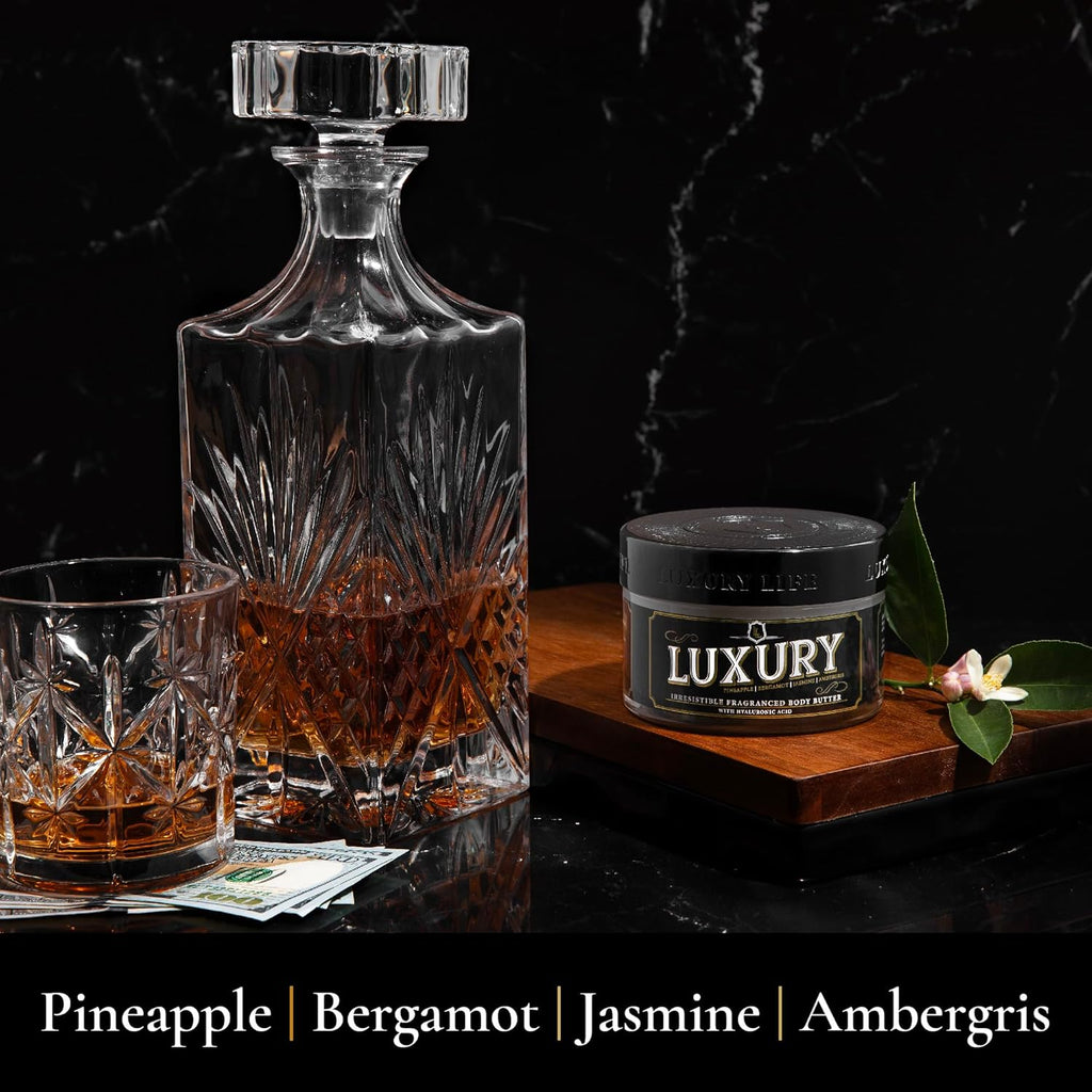 LUXURY LIFE BUTTER - Irresistibly Scented Body Butter with Hyaluronic Acid for Ultimate Moisture. Hydrates for a Non-Greasy Glamorous Glow (Presidential, Fresh Attraction, Luxury 5 oz)