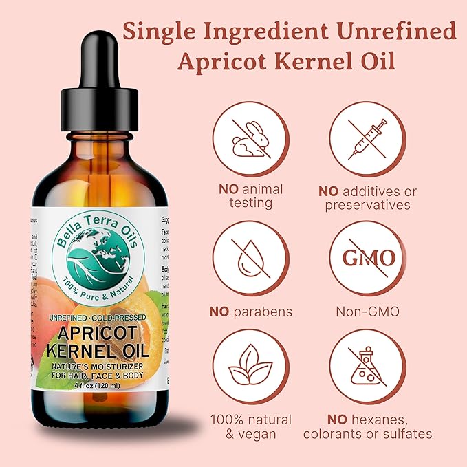 Bella Terra Oils Apricot Kernel Oil – 1 gallon, Lightweight, Nourishing, Silky Finish, Hair & Skin Radiance