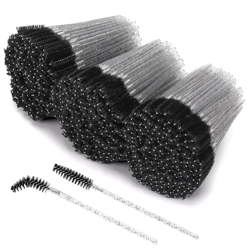Tbestmax 800 Disposable Mascara Wands, Spoolies Brush for Eyelash Extensions, Crystal Black Spooly Eyelash Eyebrow Brushes Lash Wand Applicator Makeup Kits