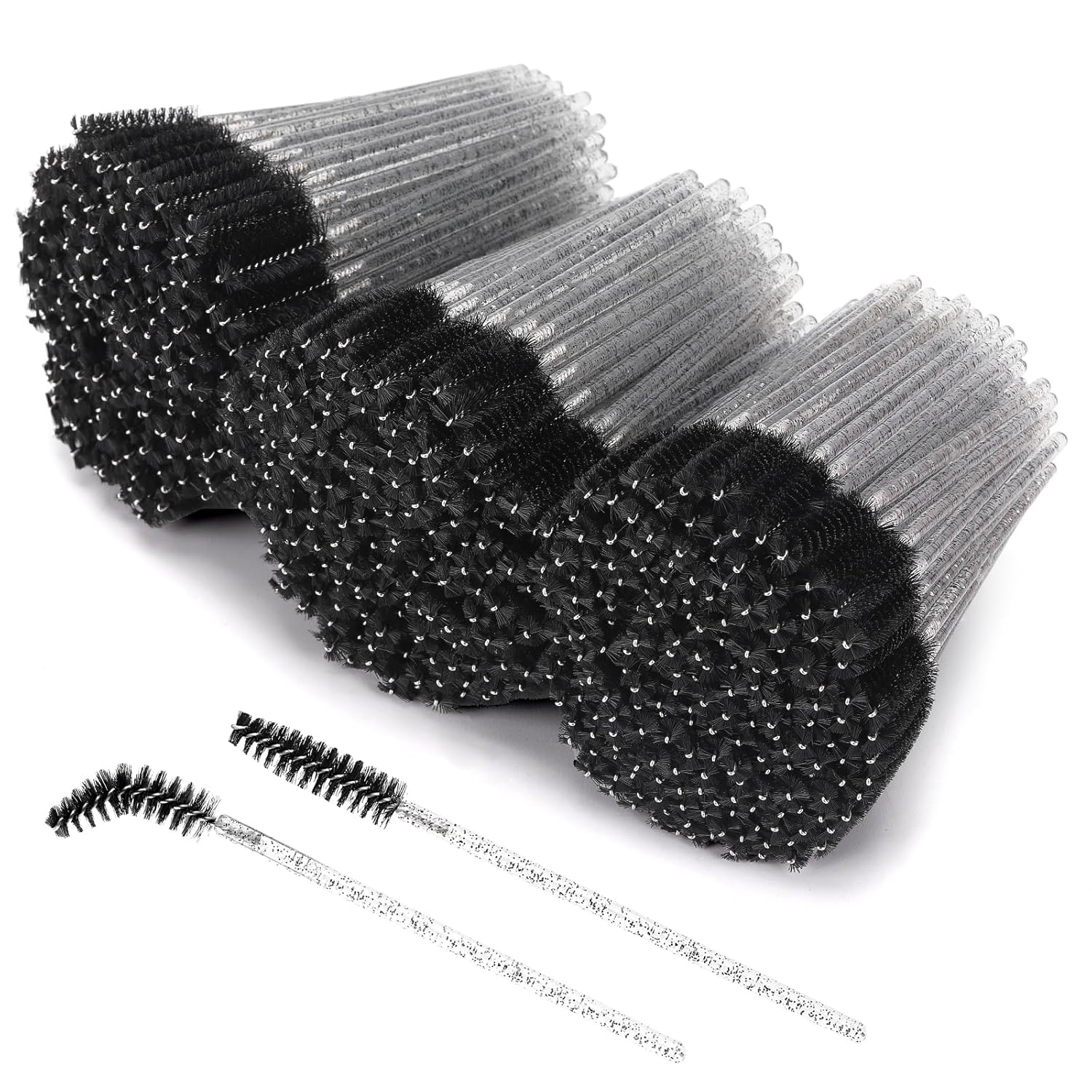 Tbestmax 800 Disposable Mascara Wands, Spoolies Brush for Eyelash Extensions, Crystal Black Spooly Eyelash Eyebrow Brushes Lash Wand Applicator Makeup Kits
