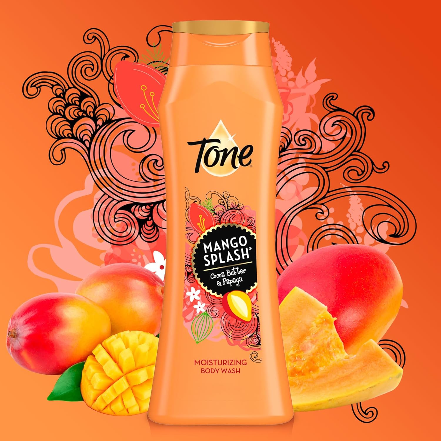 Tone Body Wash, Mango Splash, 16 Ounce (Pack of 6)