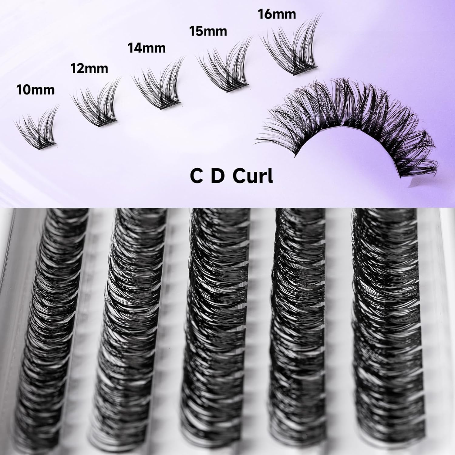 Individual Lashes 120 Cluster Lashes DIY Eyelash Extension Thin Band Wide Stem Lash Clusters with Applicator and Lash Bond and Seal Lash Extension Kit Mix 10-16mm Length C/D Curl - OP01