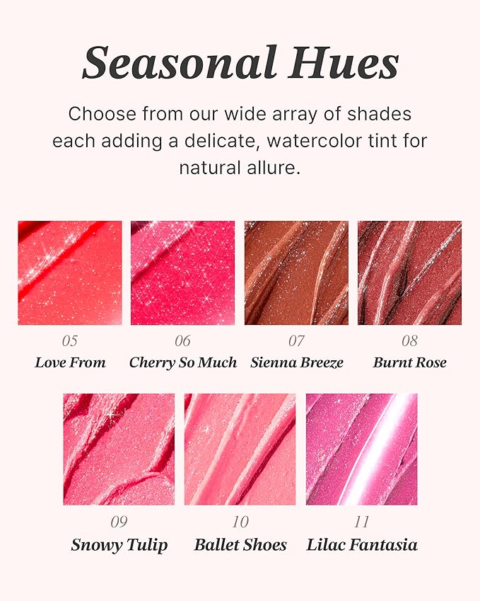 Glint Glow Lip Balm (Ballet Shoes, 0.1oz) - Moisturizing Stain Lipstick with Shine for Natural Lips, Tinted Treatment. Luxurious Korean Skin Care Makeup. Chapped, Dry, Cracked