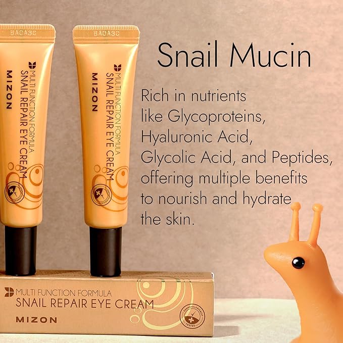 MIZON Snail Line Snail Repair Eye Cream, natural treatment, wrinkle treatment, fine line, hydrating, healthy skin, Korean skincare (0.84 oz)