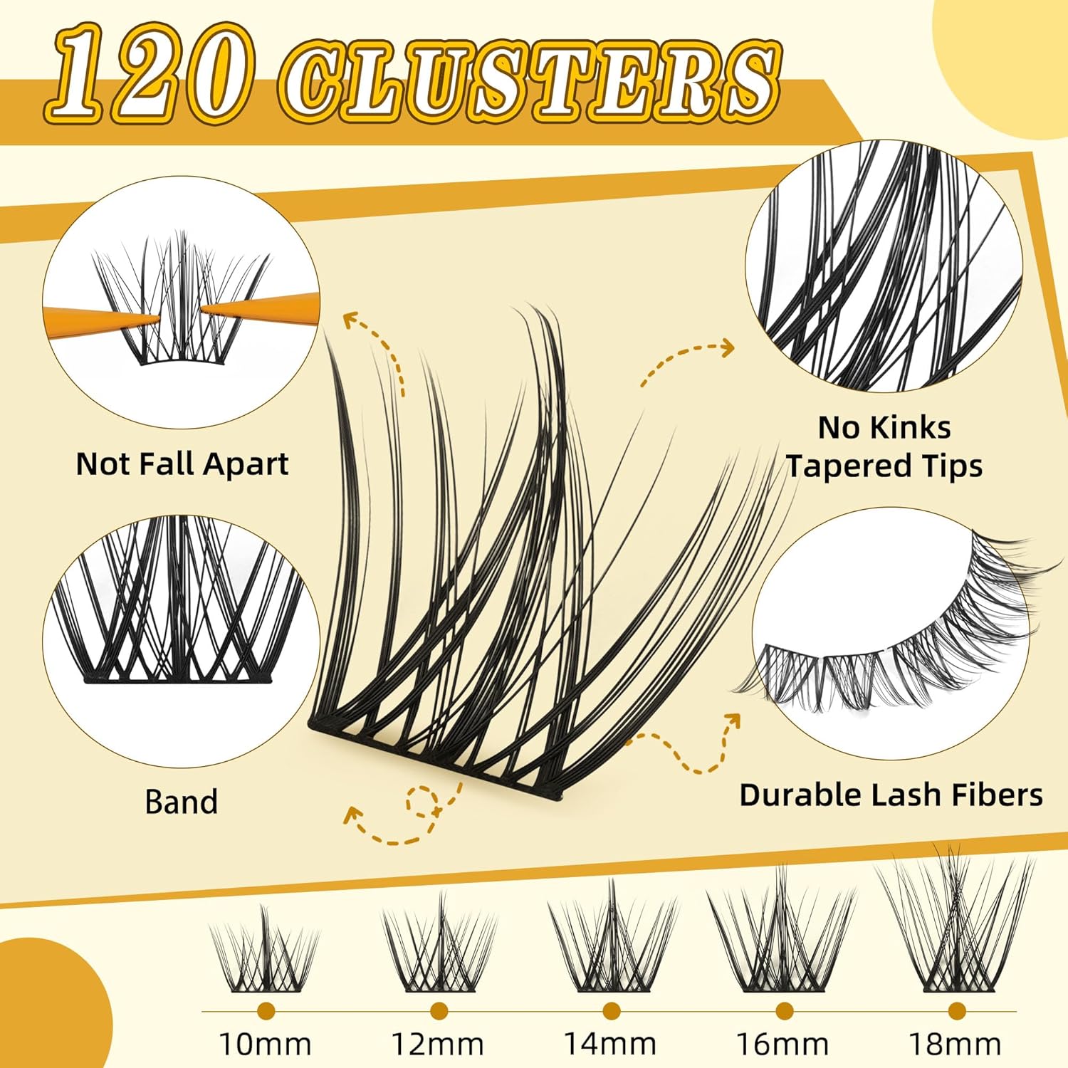 Eyelash Clusters Set 10-18mm Wispy Lash Clusters D Curl DIY Cluster Lash Extension Kit Individual Lashes Kit With Bond & Seal, Glue Remover, Tweezers(LF02 Lashes Set)