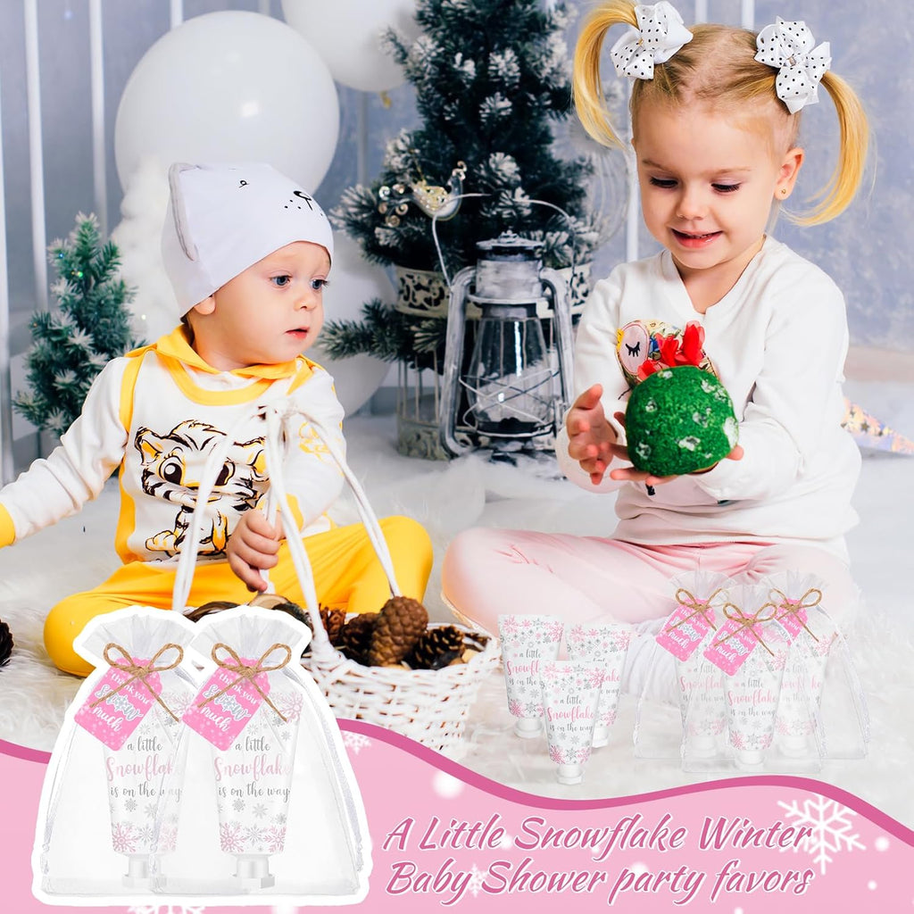 48 Sets Baby Shower Hand Cream Party Favors for Guests Christmas Hand Cream Gift Bulk Travel Size Lotion Set for Wedding Christmas(Snowflake)