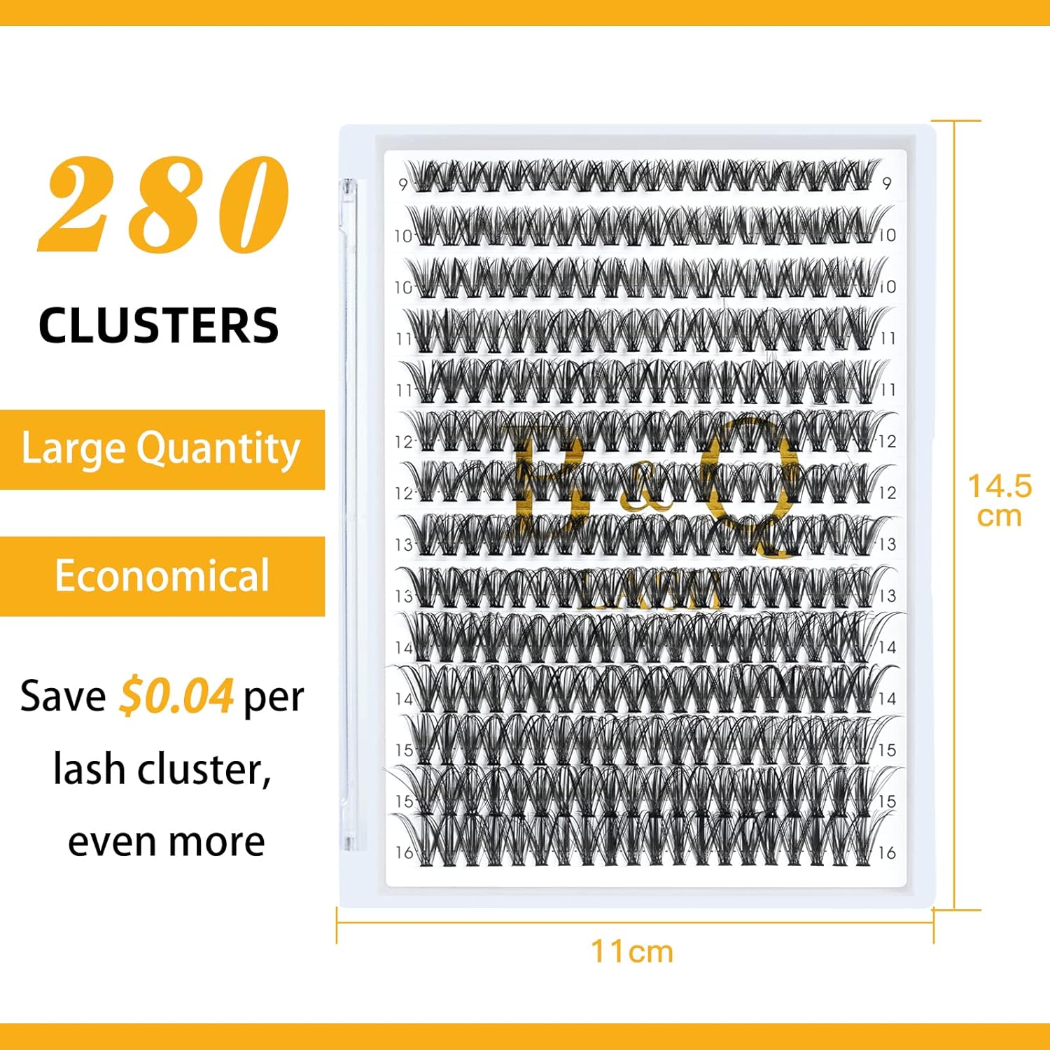 B&Qaugen Lash Clusters Individual Lashes 280 Clusters False Eyelash 30D 40D 50D Lash Clusters Extensions Individual Lashes Cluster DIY Eyelash Extensions at Home (50D-C,9-16MIX)