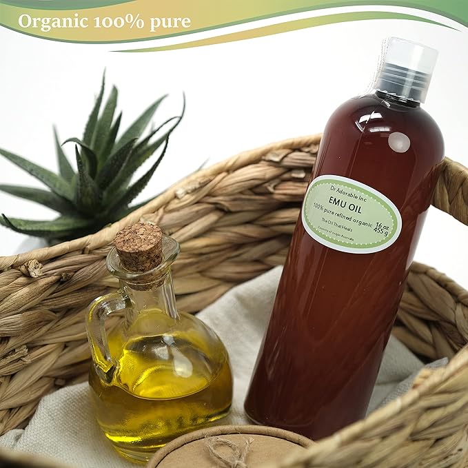 Australian Emu Oil by Dr. Adorable Triple Refined Organic 100% Pure 16 Oz