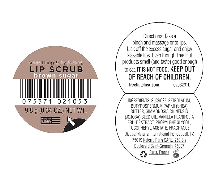 Tree Hut Sugarlips Sugar Lip Scrub, Brown Sugar 0.34oz Jar, Shea Butter and Raw Sugar Scrub Ultra-Hydrating Lip Exfoliator, Lip Care