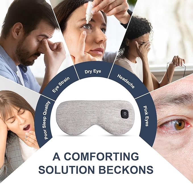Heated Eye Mask Cordless, Warm Eye Compress for Dry Eyes Stye Blepharitis Chalazion MGD Eye Treatment, Heat Therapy to Unclog Gland, Soothe Tired and Sore Eyes (Gray)