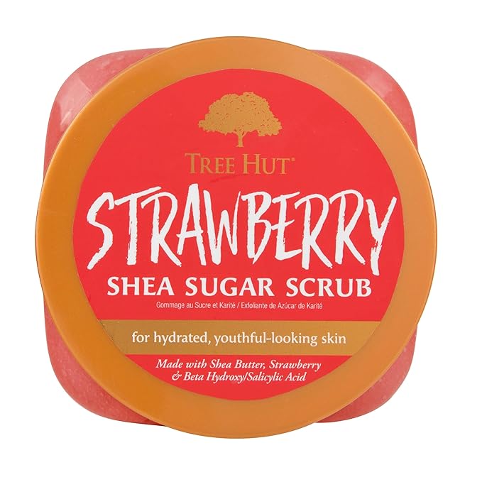 Tree Hut Strawberry Shea Sugar Scrub | Exfoliating Body Scrub Removes Dead, Dry Skin for a Soft & Hydrated Feel | Nourishing Essential Body Care | 18 fl oz.