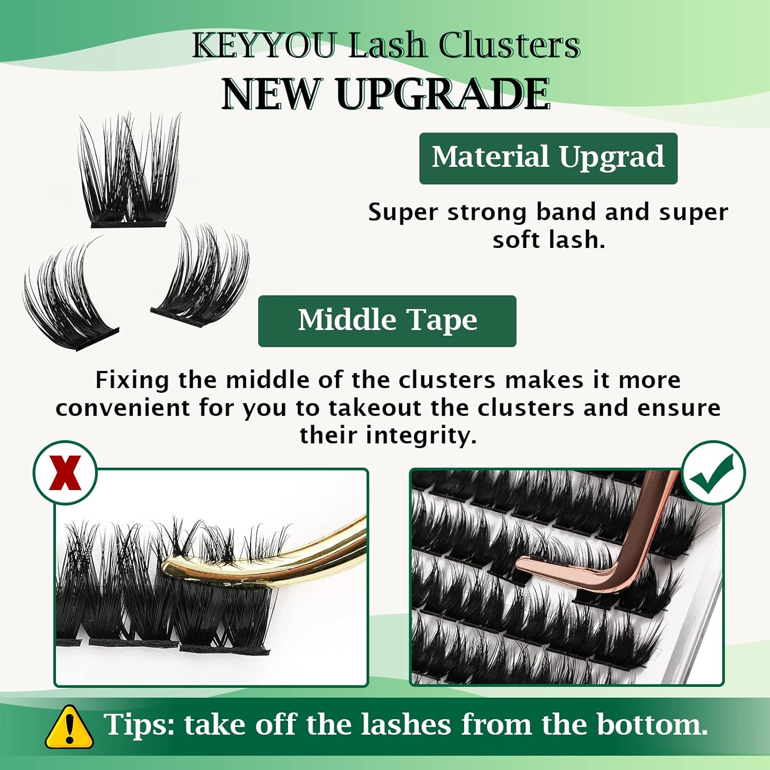 Lash Clusters 96pcs Individual Lashes D Curl 10mm Cluster Lashes KEYYOU Volume Wispy Lash Extension Soft&Comfortable Easy DIY at Home(Y10,D-10mm)