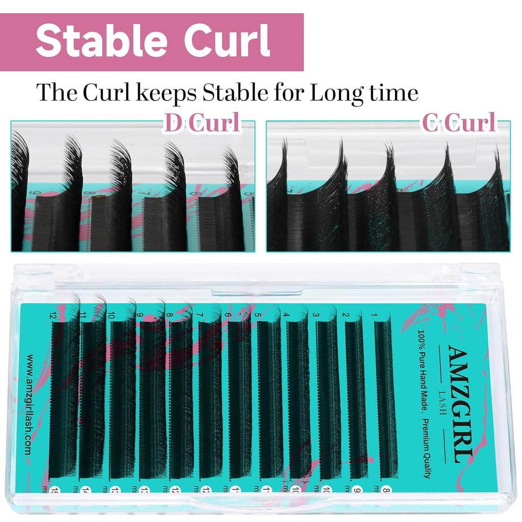 Eyelash Extensions 3DW C Curl,Mixed Length Lash Extension Supplies Easy Fan Individual Lashes Premium Classic Lash Soft Matte Dark Professional Eyelashes Extension(8-15mm)