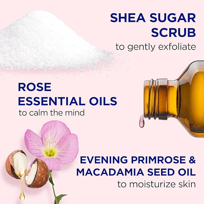 Dr Teal's Shea Sugar Body Scrub, Rose with Essential Oil, 19 oz (Pack of 3)