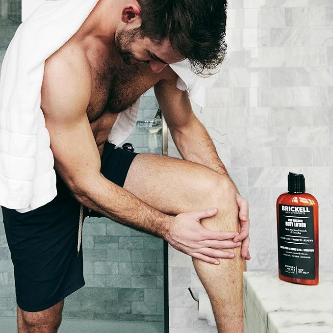 Brickell Men's Deep Moisture Body Lotion for Men, Natural and Organic Protects and Hydrates Dry Skin, 8 Ounce, Unscented