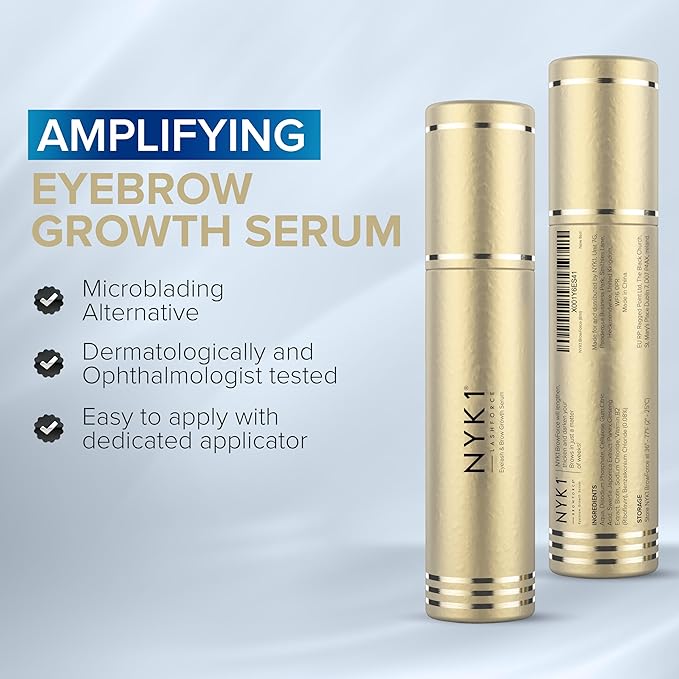 NYK1 CONCENTRATED Eyebrow Growth Serum For Thicker Brows (XL - 8ml) BrowForce Eyebrow Serum To Grow Brows Fuller Thicker Natural Eye Brow - Advanced Brow Growth Serums Formula For Eyebrows Regrowth