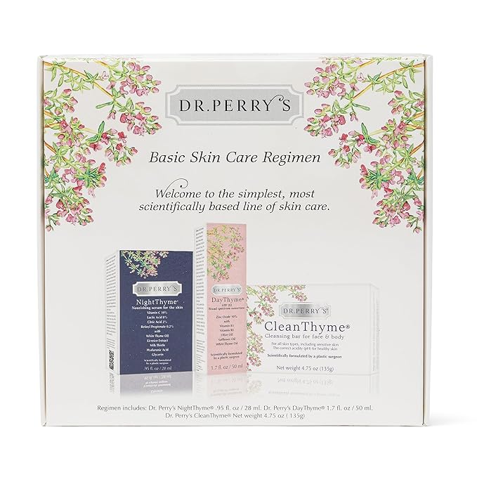 Dr. Perry's Basic Facial Skincare Regimen, 3 Pc. Kit - Vitamin C Night Serum, SPF Skin Protector, Facial Cleansing Bar