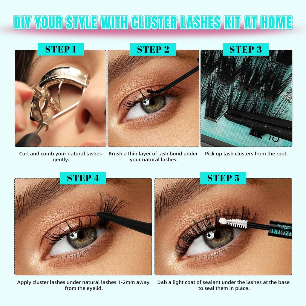 Lash Clusters 320Pcs 60D Eyelashes Cluster D Curl Individual Wispy Lashes Cluster for DIY Cluster Eyelash Extensions at Home for Beginners (Mix10-16mm)