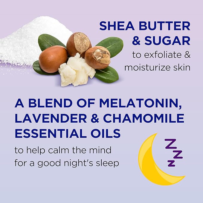 Dr Teal's Shea Sugar Sleep Scrub, with Melatonin, Lavender, & Essential Oils, 19oz (Pack of 3)