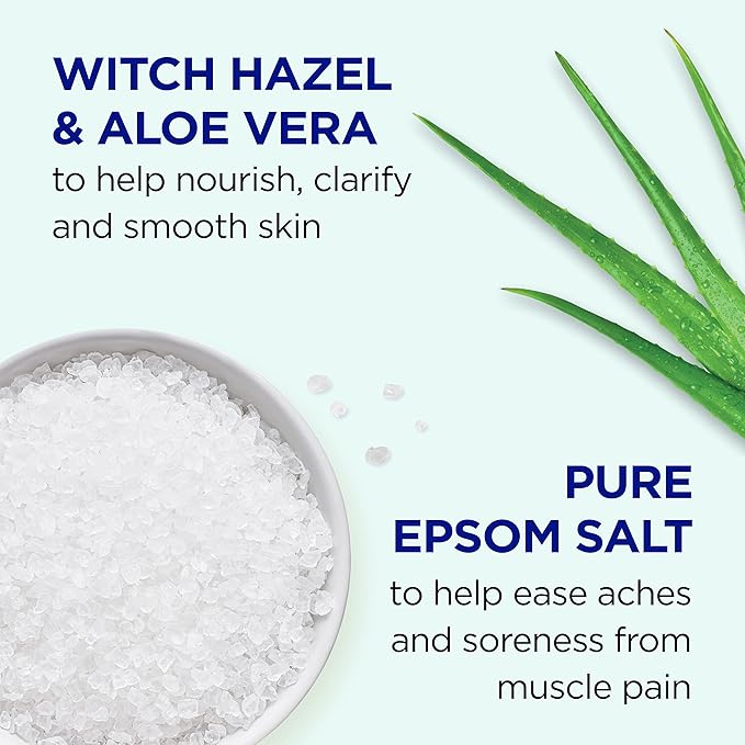 Dr Teal's Pure Epsom Magnesium Salt Soak, Clarify & Smooth with Witch Hazel & Aloe Vera, 3 lbs (Pack of 4)