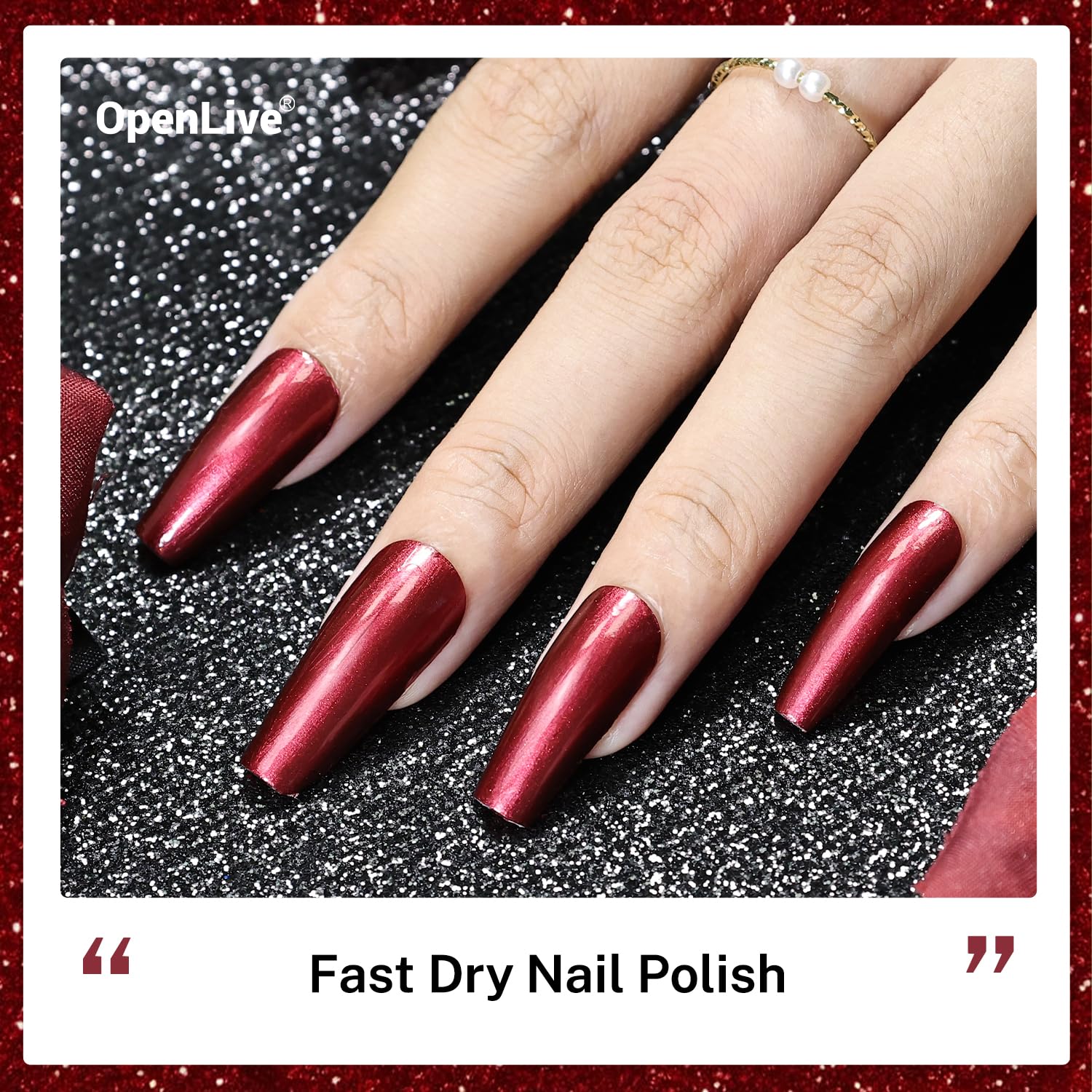 16.5ml Red Glitter Nail Polish Large Volume Quick Dry Nail Polish, Long Lasting Shine, Fingernail Toenail Nail Art DIY Home Travel Nail Art Gift