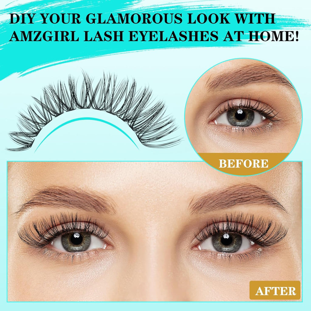 Lash Clusters Kit 240PCS Eyelash Extension Kit D Curl Wispy Clusters Lash DIY Lashes Extensions Kit Natural Individual Lashes Kit with Lash Bond and Seal Eyelash Tweezer(30D,D-Mix9-16mm)