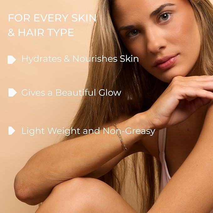 Body & Hair Shimmer Oil | Pool Boy Coconut Vanilla Scent Lightweight Oil for Luxurious Radiant Glow and Hydration for Body, Hair & Face 3.4oz, Coconut, Praline, Sandalwood, Vanilla