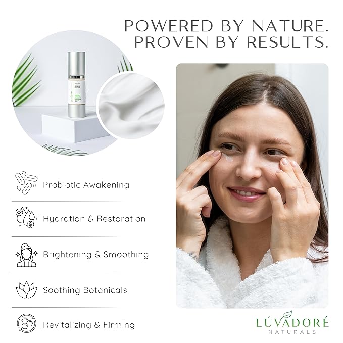 Brilliant Restoring Probiotic Eye Cream – Under Eye Cream with Caffeine, Green Tea, Hyaluronic Acid, Botanical Ingredients – Facial Serum for Puffy Eyes, Dark Circles, Wrinkles