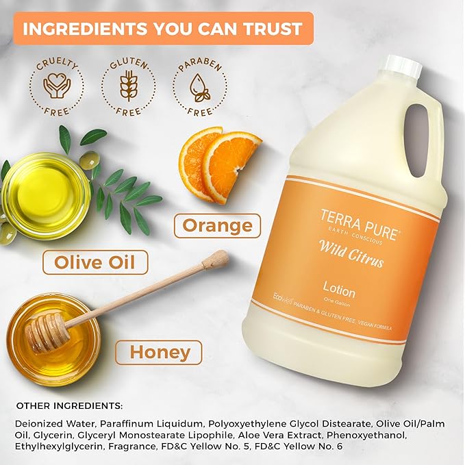 Terra Pure | 1 Gallon Lotion | Luxury Hotel Toiletry Bulk Size| Designed to Refill Soap Dispensers | 128 oz