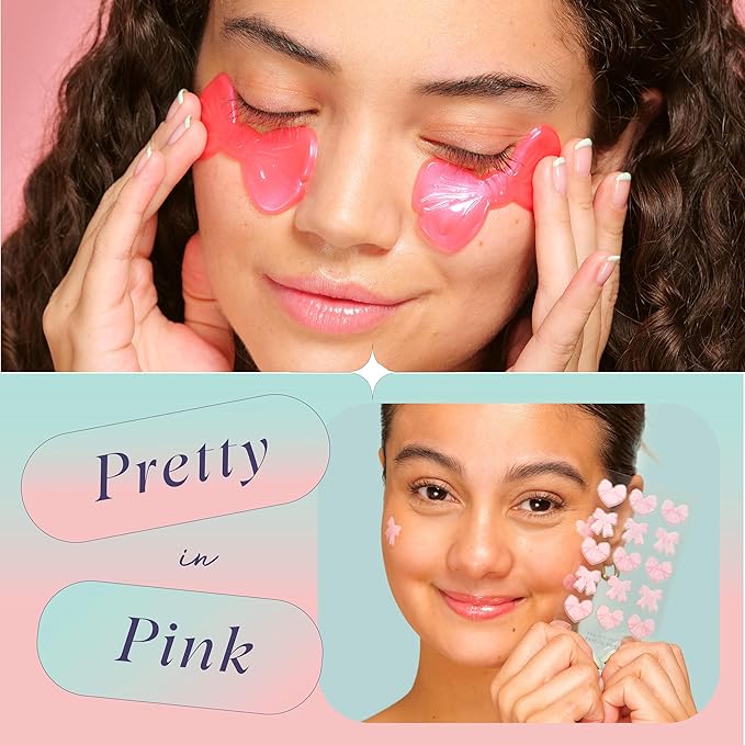 SpaLife PRETTY IN PINK UNDEREYE MASK & PIMPLE PATCH DUO – Hydrogel Undereye Patches for Dark Circles, Puffy Eyes – Hydrocolloid Pimple Patches – Mother's Day Gifts for Her - 42 Total Patches
