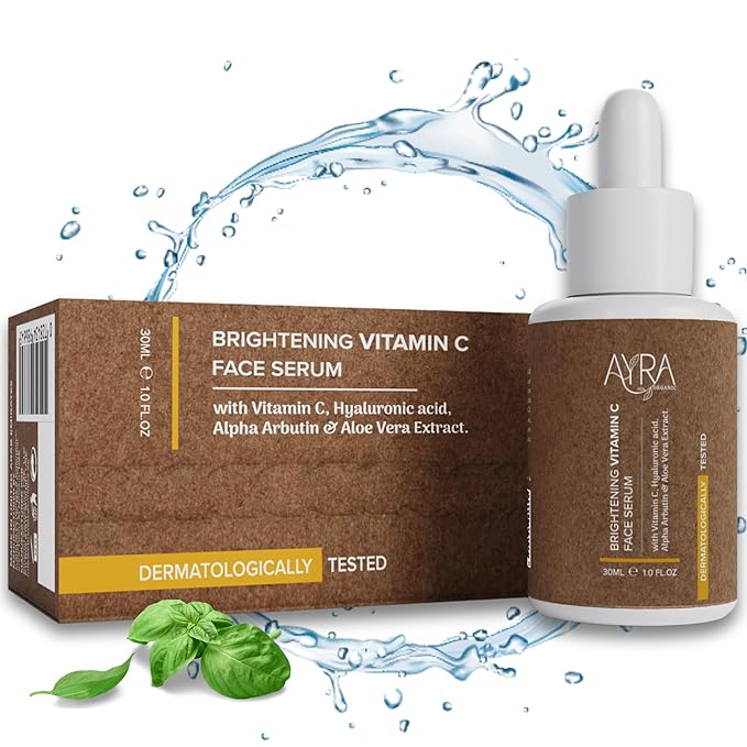 Brightening Vitamin C Face Serum – 1 Fl Oz | skin glow serum with Hyaluronic Acid, Alpha Arbutin & Aloe Vera Extract | Organic & Eco-Friendly Skincare | Ideal for Dark Spots & Dull Skin