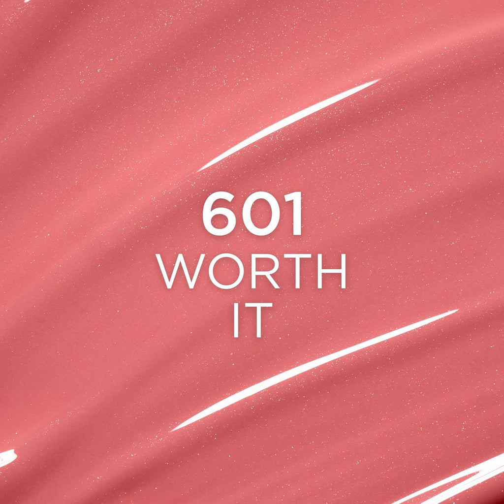 L'Oreal Paris Plump Ambition Hyaluron Lip Oil, 24 HR Lip Gloss with Hyaluronic Acid, Volumizing Formula with Glass-Like Shine, Worth It 601, 0.16 Fl Oz