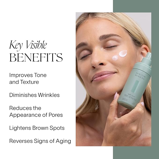 Doctor Rogers Night Repair Treatment REFILL. Restoring & Hydrating Anti-Aging Face Serum with Glycolic Acid, 1 Ounce (30 ml)