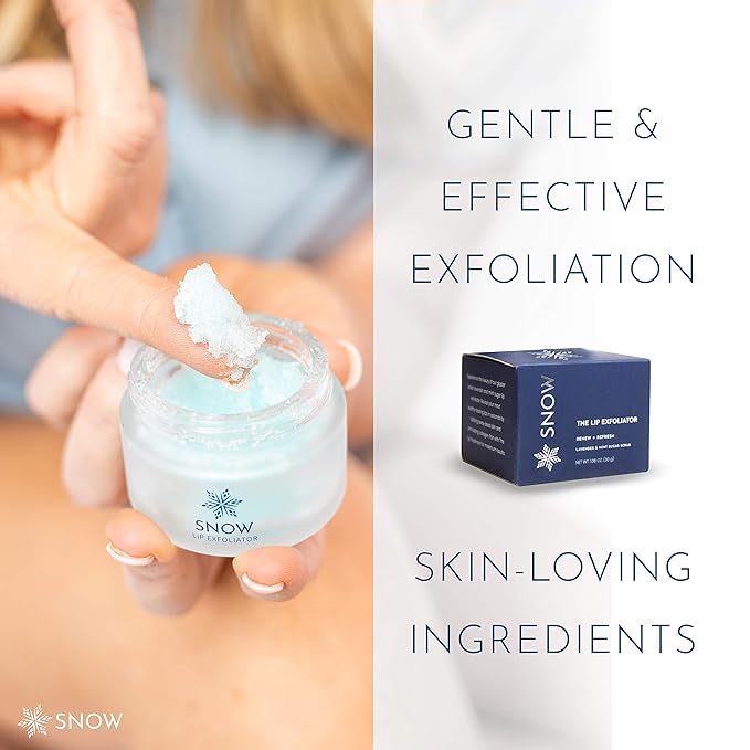SNOW Lip Exfoliating Sugar Scrub - Lip Scrub Exfoliator for Plump & Soft Lips - Care Product with Jojoba Oil Moisturize Dry Lips Care Kit Essential Lavender & Mint