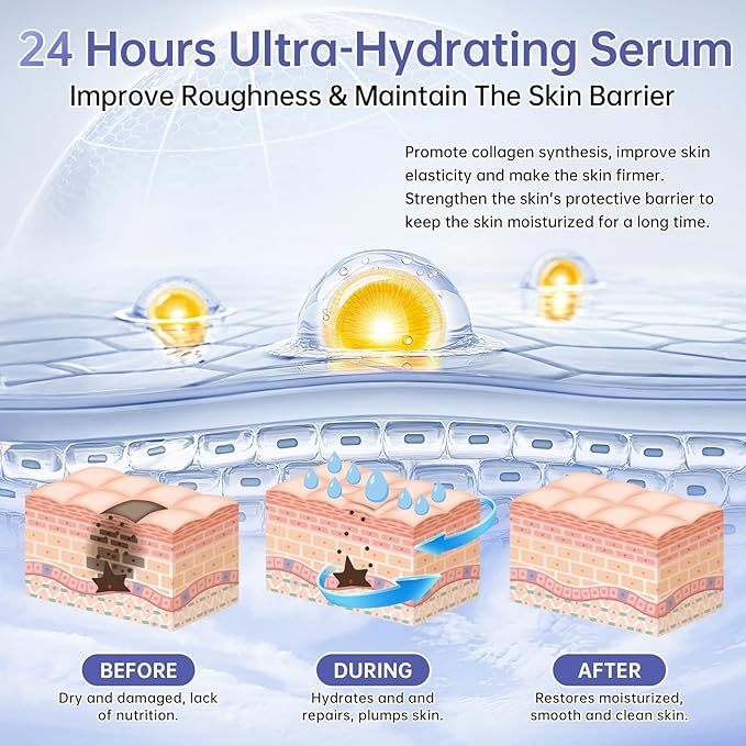 30 Pcs 5% Hyaluronic Acid Serum Ultra-Hydrating Vials, Hyaluronic Acid Tubes, Wake Nature Perfection Hylunaric Acid Serum, Single-Use Ultra-Hydrating Essence for Face