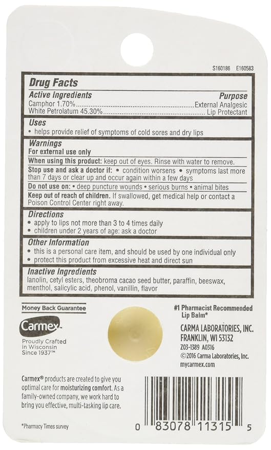 Carmex Classic Lip Balm Medicated, 0.25 oz (Pack of 2)