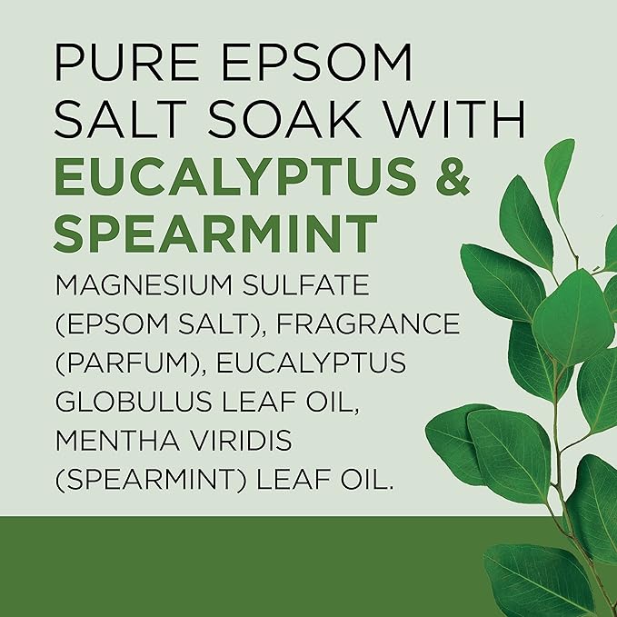 Dr Teal's Salt Soak with Pure Epsom Salt, Relax & Relief with Eucalyptus & Spearmint, 3 lbs