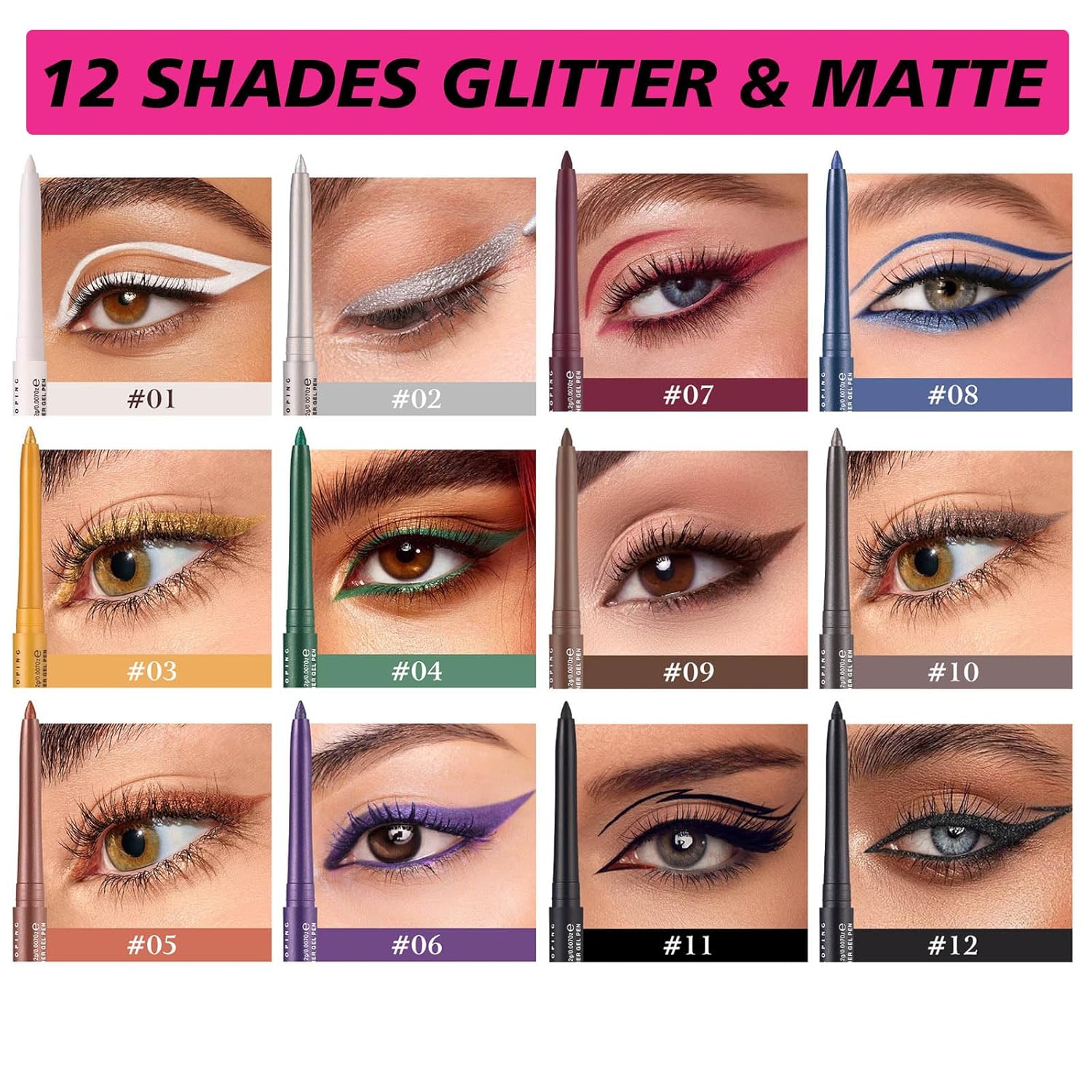 Gold Cream Eyeliner Pencil Waterproof Retractable Gold Gel Eyeliner Smudge-proof Hypoallergenic (03#)