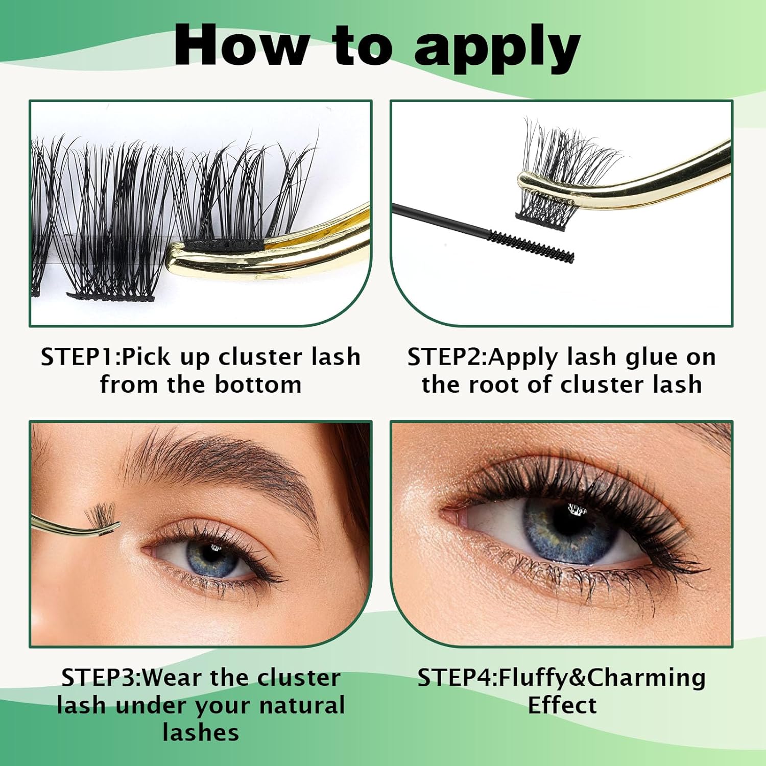 Lash Clusters,96 Pcs Cluster Lashes D Curl 10mm DIY Lash Extensions Eyelash Clusters,KEYYOU Volume Wispy Individual Lashes Soft&Comfortable Easy DIY at Home(Y05,D-10mm)