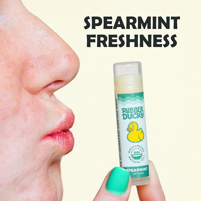 Rubber Ducky Sunscreen - Organic Lip Balm for Women, All Natural Lip Balm Stick with Vitamin E - Moisturizing & Hydrating Lip Balm for Dry Lips - Untinted and Non-Toxic Lip Care - Spearmint, 3 Pack