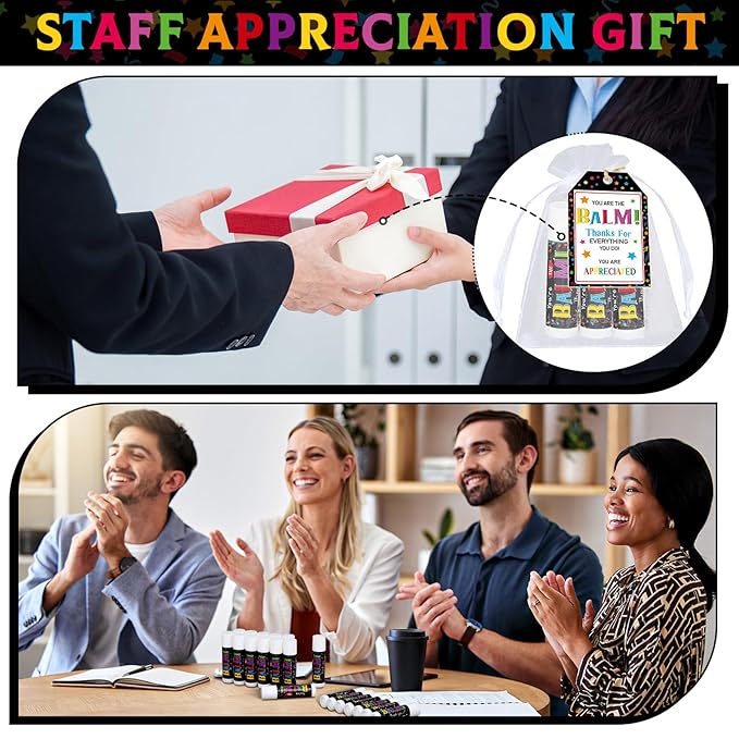 100 Pack Teacher Volunteers Appreciation Gifts Bulk Lip Balms Employee Staff Team Thank You Gifts Nurse Pastor Appreciation Favors You're the Balm for Women Men Coworkers Homeless