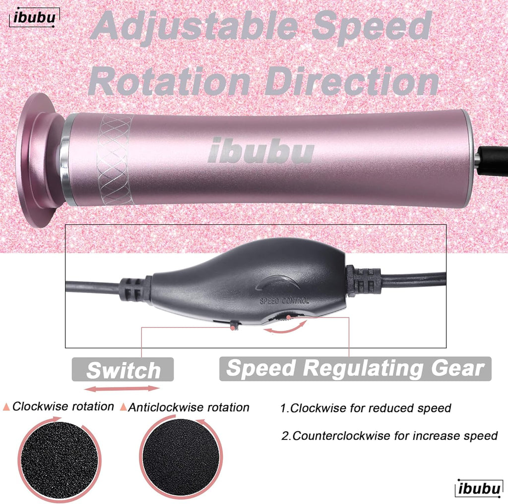 Upgrade Electric Feet Callus Remover Professional Powerful Foot File Pedicure Grinder Sanders 24V Power 1200RPM Speed Adjustable for Dead Dry Crack Skin Calluses (Pink)