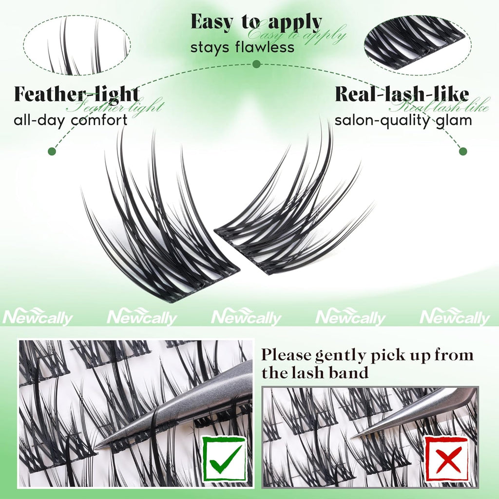 Wispy Lash Clusters Natural Look Eyelash Clusters Eyelash Extension C-curly Manga Individual Lashes 10-16mm DIY Lash Extension at Home by Newcally
